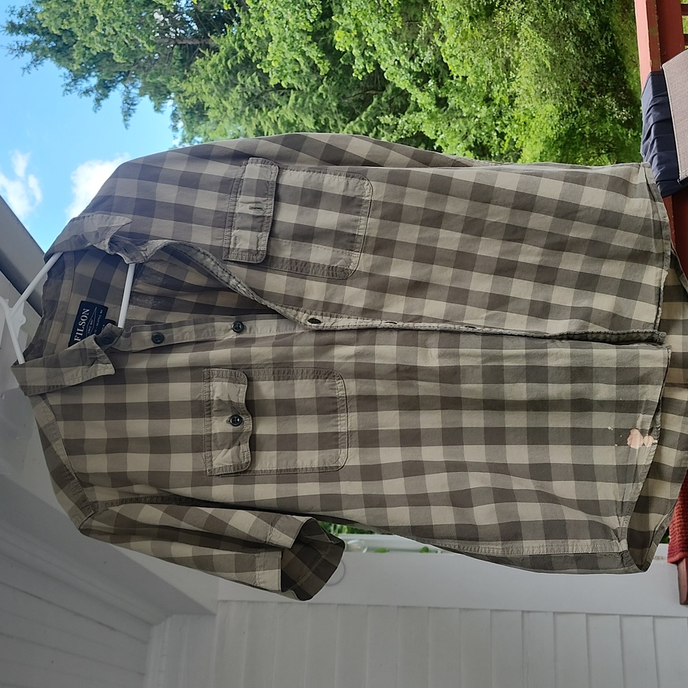 Filson Kitsap Olive Khaki work shirt bleach stain